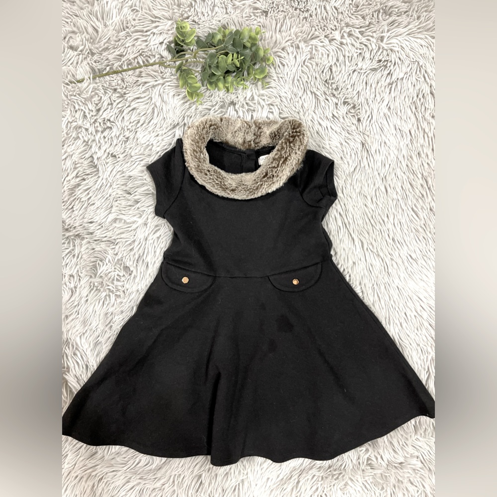 🌺hope and Henry black faux fur collar dress size 3